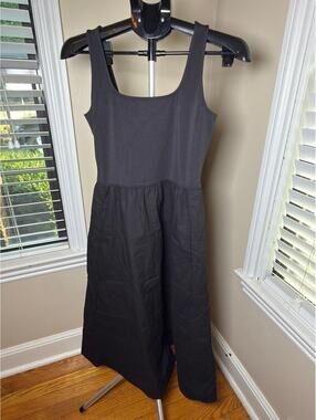 Everlane Black Tank Midi Dress Organic Cotton Sleeveless Pocket Dress Women’s Sm